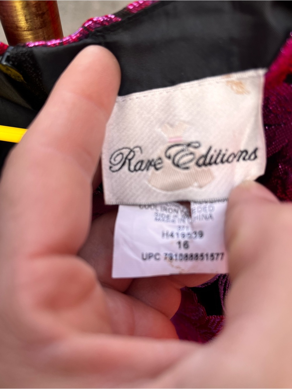 Rare Editions Fuchsia Floral Jacquard Party Dress with Black Trim - Picture 3 of 3